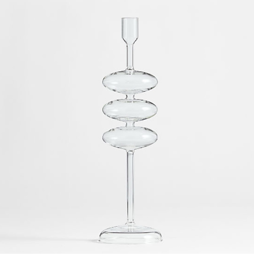 New! Crate&Barrel Glass Candle Holder 13.7”